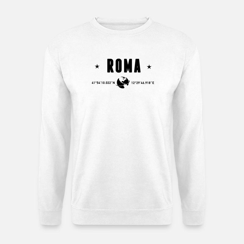 Roma Italy GPS Coordinates Globe - Unisex Sweatshirt - white