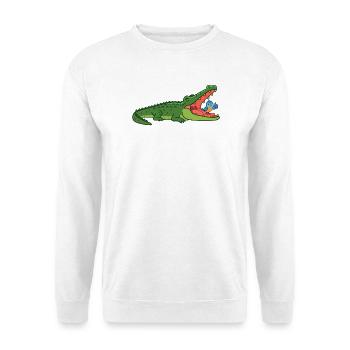 Lachendes Krokodil mit Vogel - Unisex Pullover - Weiß - Vorne