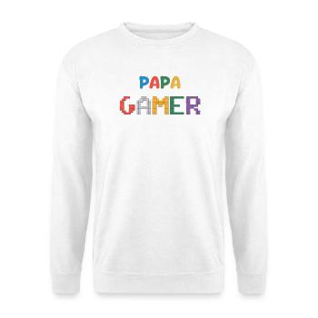papa gamer - Sweat-shirt Unisexe - blanc - Devant