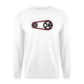 Fahrradkette Zahnkranz Grafik - Unisex Pullover - Weiß - Vorne - Alina (178cm) & Michal (187cm)