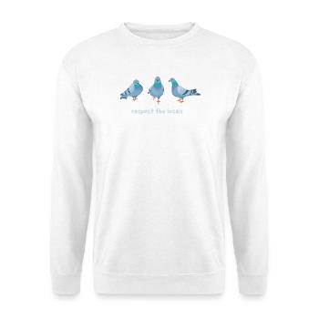 Respect the Locals – Tauben Design - Unisex Pullover - Weiß - Vorne - Alina (178cm) & Michal (187cm)