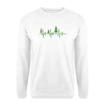 Bäume Herzschlag Wald EKG - Unisex Pullover - Weiß - Vorne - Alina (178cm) & Michal (187cm)