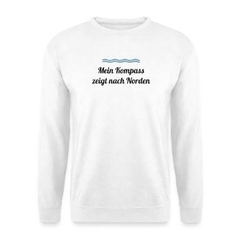 Mein Kompass zeigt nach Norden - Unisex Pullover - Weiß - Vorne - Alina (178cm) & Michal (187cm)