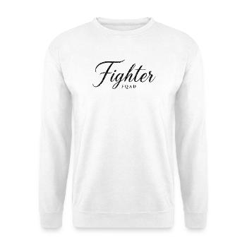 Fighter FQAD – Zeig, dass du Kämpfer bist - Unisex Pullover - Weiß - Vorne - Alina (178cm) & Michal (187cm)