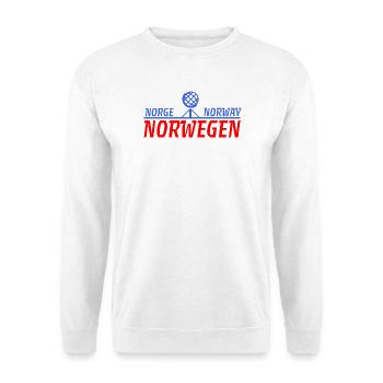 Norwegen Norge Norway Emblem - Unisex Pullover - Weiß - Vorne - Alina (178cm) & Michal (187cm)
