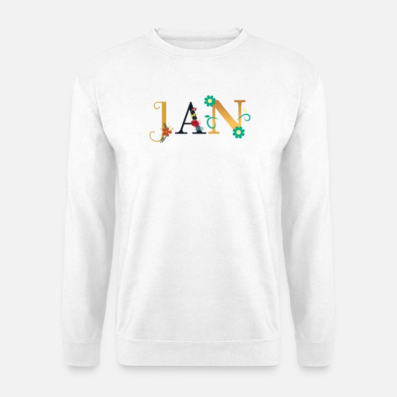 JAN Name mit Blumen geschmückt - Unisex Pullover - Weiß