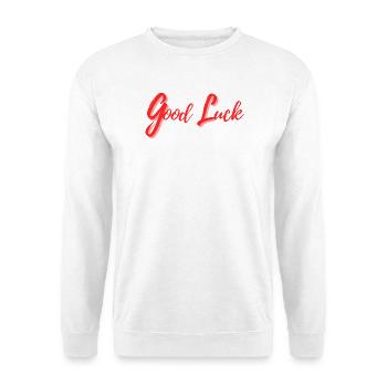 Viel Glück Design im kalligrafischen Stil - Unisex Pullover - Weiß - Vorne - Alina (178cm) & Michal (187cm)