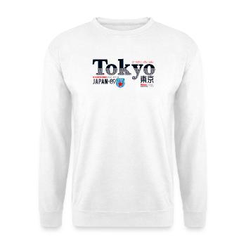 Badge en denim de sport vintage de Tokyo - Sweat-shirt Unisexe - blanc - Devant