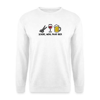 Schere Wein Paar Bier Lustiges Party Wortspiel - Unisex Pullover - Weiß - Vorne