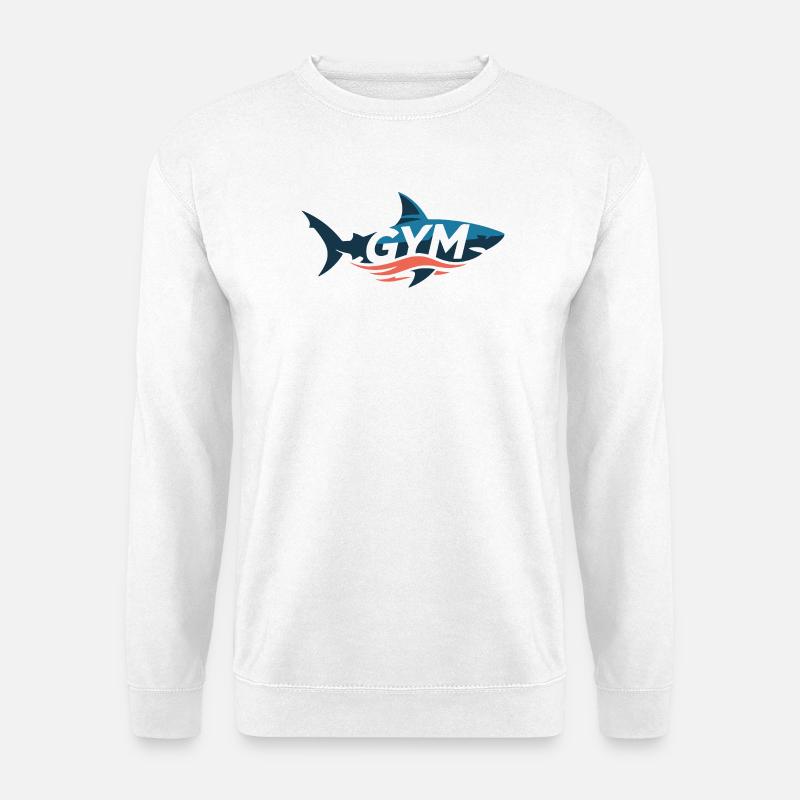 Aqua Shark Gym Emblem - Unisex Pullover - Weiß