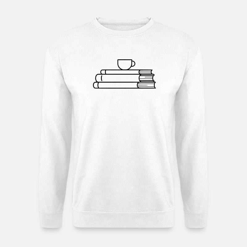 Stack of Books Coffee Cup Outline - Unisex Sweatshirt - white