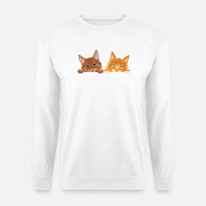 Peeking_cute_two_ginger_cats - Unisex Pullover - Weiß