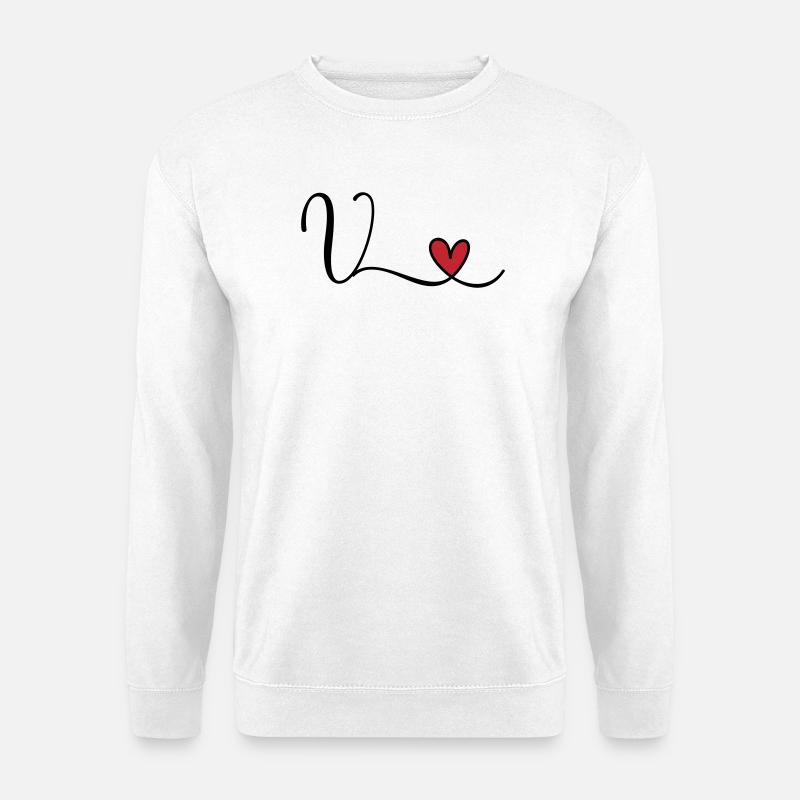 Buchstabe V Monogramm Initiale Herz - Unisex Pullover - Weiß