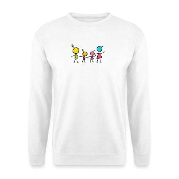 Happy Little Family – Colorful Stick Figure Design - Unisex Sweatshirt - white - Front
