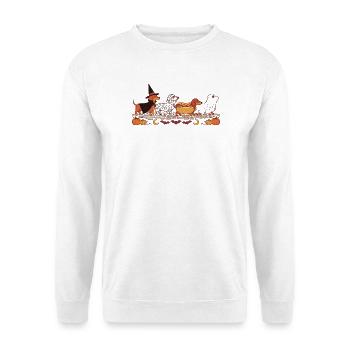 Halloween-Dackel - Unisex Pullover - Weiß - Vorne - Alina (178cm) & Michal (187cm)