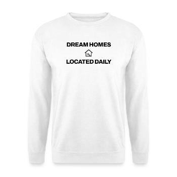 Makler - Dream Homes Located Daily - Immobilien - Unisex Pullover - Weiß - Vorne - Alina (178cm) & Michal (187cm)