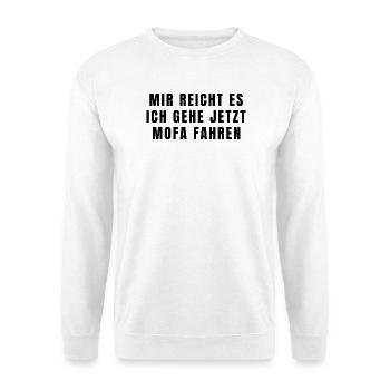 Mofa Spruch - Unisex Pullover - Weiß - Vorne - Alina (178cm) & Michal (187cm)
