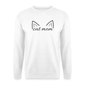 Minimalistische Katzenohrlinien-Kunst - Unisex Pullover - Weiß - Vorne - Alina (178cm) & Michal (187cm)