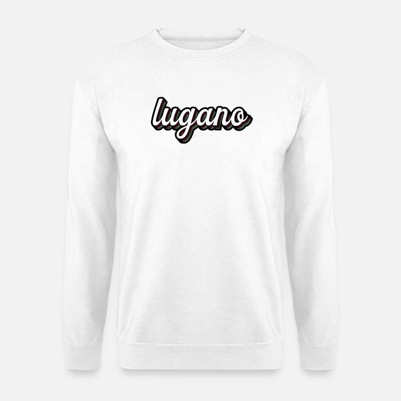 Lugano Neon Schriftzug Mehrfach Schatten - Unisex Pullover - Weiß