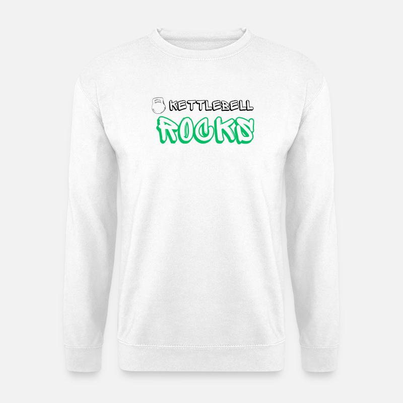 Kettlebell ROCKS Shirts grün - Unisex Pullover - Weiß