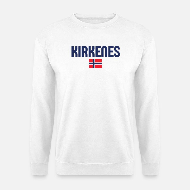 KIRKENES Norwegen Flagge - Unisex Pullover - Weiß