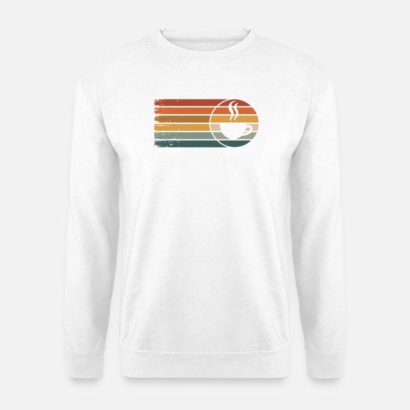 Kaffeetasse Sonnenuntergang Retro Kaffee - Unisex Pullover - Weiß