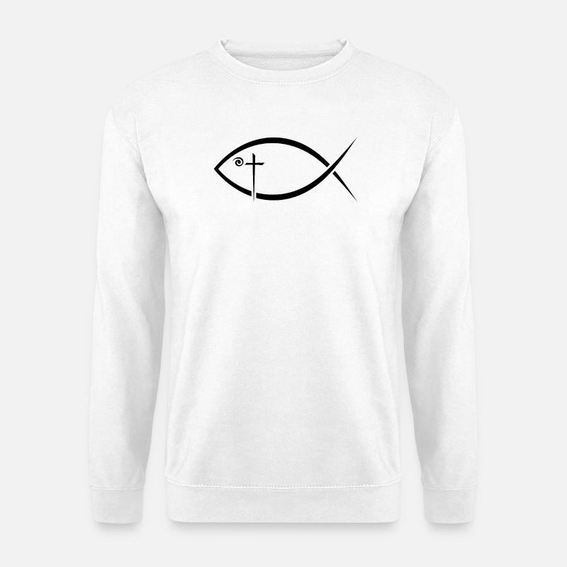 Ichthys Fisch - Zeichen des frühen Christentums - Unisex Pullover - Weiß