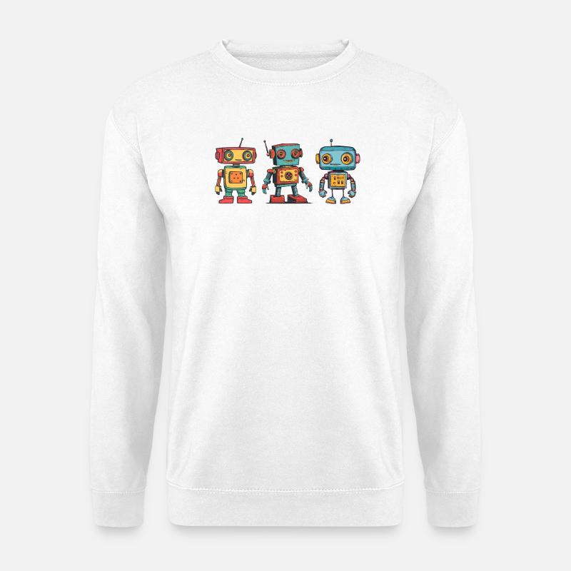 Nostalgic Retro Robot Illustration - Unisex Sweatshirt - white