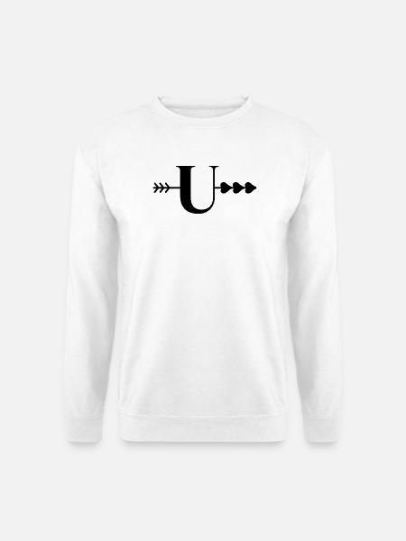 Buchstaben u, Pfeilherz - Unisex Pullover - Weiß