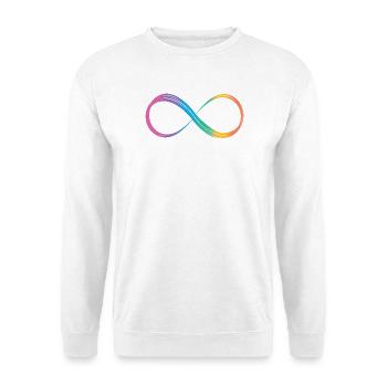 Unendlichkeitszeichen Regenbogen Autismus-Spektrum - Unisex Pullover - Weiß - Vorne - Alina (178cm) & Michal (187cm)