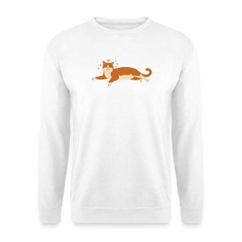 Katzenkönig im Lounge - Unisex Pullover - Weiß - Vorne - Alina (178cm) & Michal (187cm)