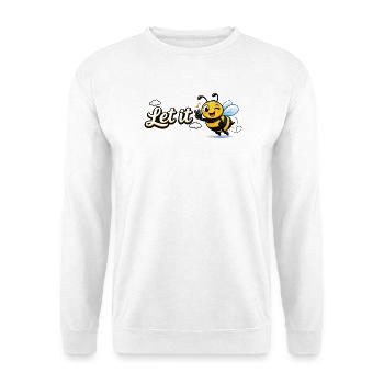 Let It Bee – Fröhliche Biene - Unisex Pullover - Weiß - Vorne - Alina (178cm) & Michal (187cm)