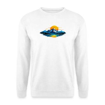 Berg ,See Sonnenuntergang Panorama - Unisex Pullover - Weiß - Vorne - Alina (178cm) & Michal (187cm)