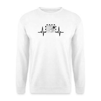 Handball Herzschlag Shirt – Tor im Puls - Unisex Pullover - Weiß - Vorne - Alina (178cm) & Michal (187cm)