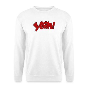 Yeah! Knallrot Ausdruck - Unisex Pullover - Weiß - Vorne - Alina (178cm) & Michal (187cm)