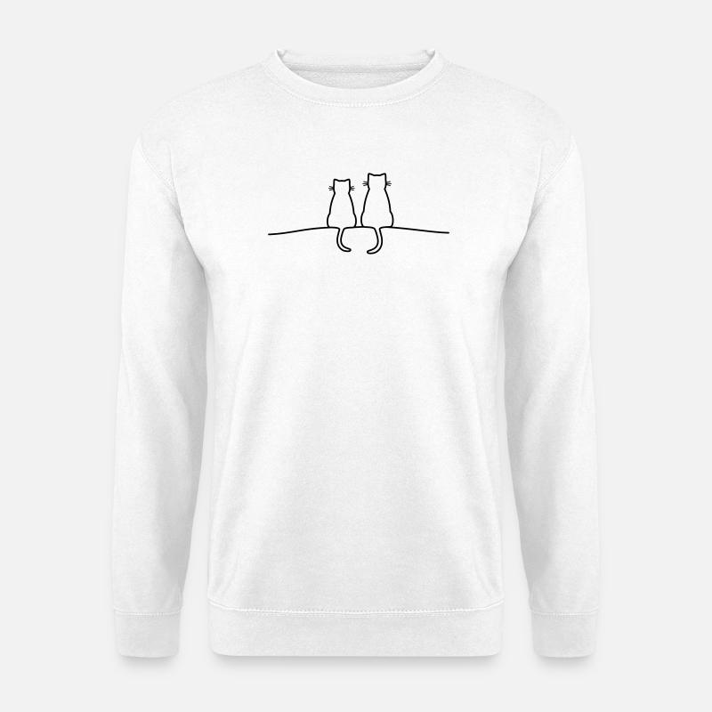 Katzen Silhouette Pärchen Geschenkidee - Unisex Pullover - Weiß