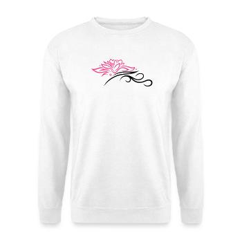Large lotus flower with small tribal. - Unisex Sweatshirt - white - Front