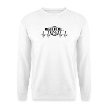 ready to ride bike icon heartbeat icon logo - Unisex Sweatshirt - white - Front