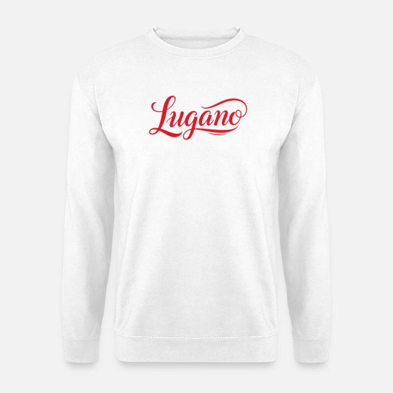 Lugano in Elegante Rotschrift mit Schwung - Unisex Pullover - Weiß
