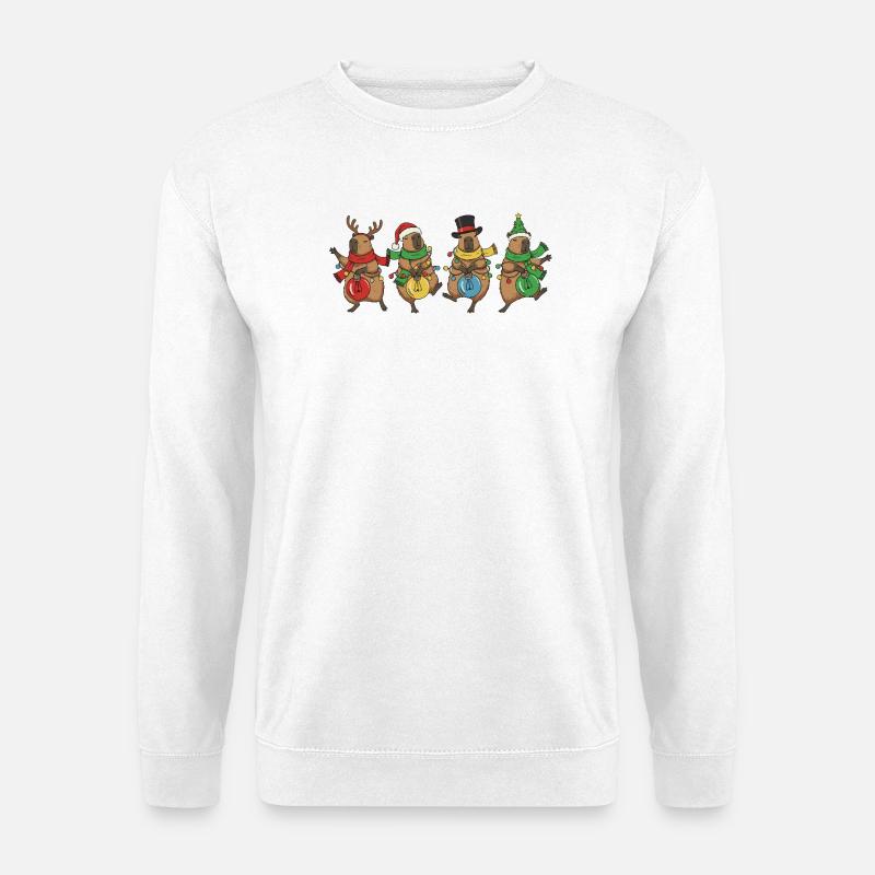 Capybara Tanzen Weihnachtsbeleuchtung - Unisex Pullover - Weiß