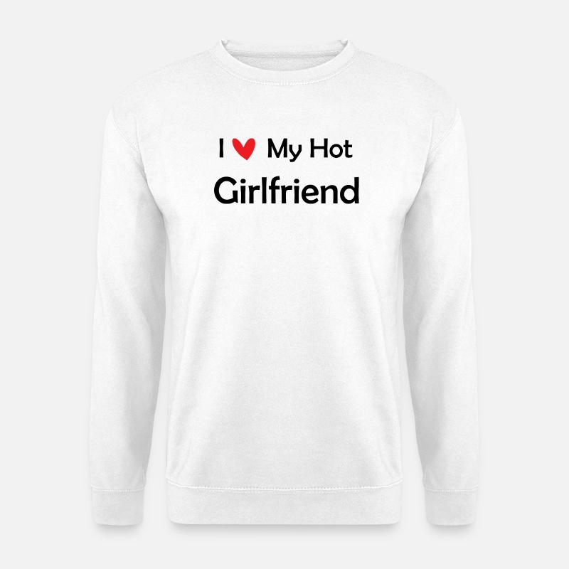 Herz-Schriftzug mit rotem Herz - Unisex Pullover - Weiß