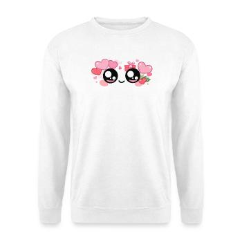 Sticker Valentine Eyes – Kawaii Love Eyes - Unisex Sweatshirt - white - Front