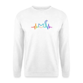 Katze Herzschlag Katzenliebhaber Geschenkidee - Unisex Pullover - Weiß - Vorne
