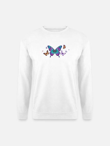 Farbenprächtiger Schmetterlingsflügel - Unisex Pullover - Weiß