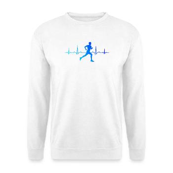 Geschenkidee für einen Running mit Running - Unisex Pullover - Weiß - Vorne - Alina (178cm) & Michal (187cm)