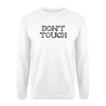 DON'T TOUCH handgezeichnet - Unisex Pullover - Weiß - Vorne - Alina (178cm) & Michal (187cm)