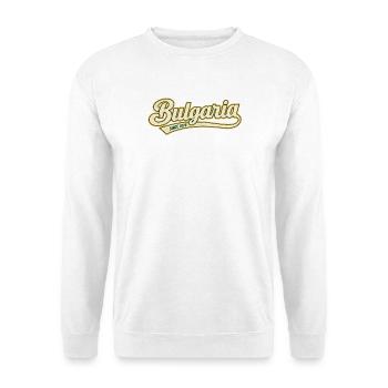 Bulgaria - Bulgarien - Vintage Schrift - Unisex Pullover - Weiß - Vorne - Alina (178cm) & Michal (187cm)