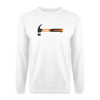 Zimmermannshammer Grafik - Unisex Pullover - Weiß - Vorne - Alina (178cm) & Michal (187cm)