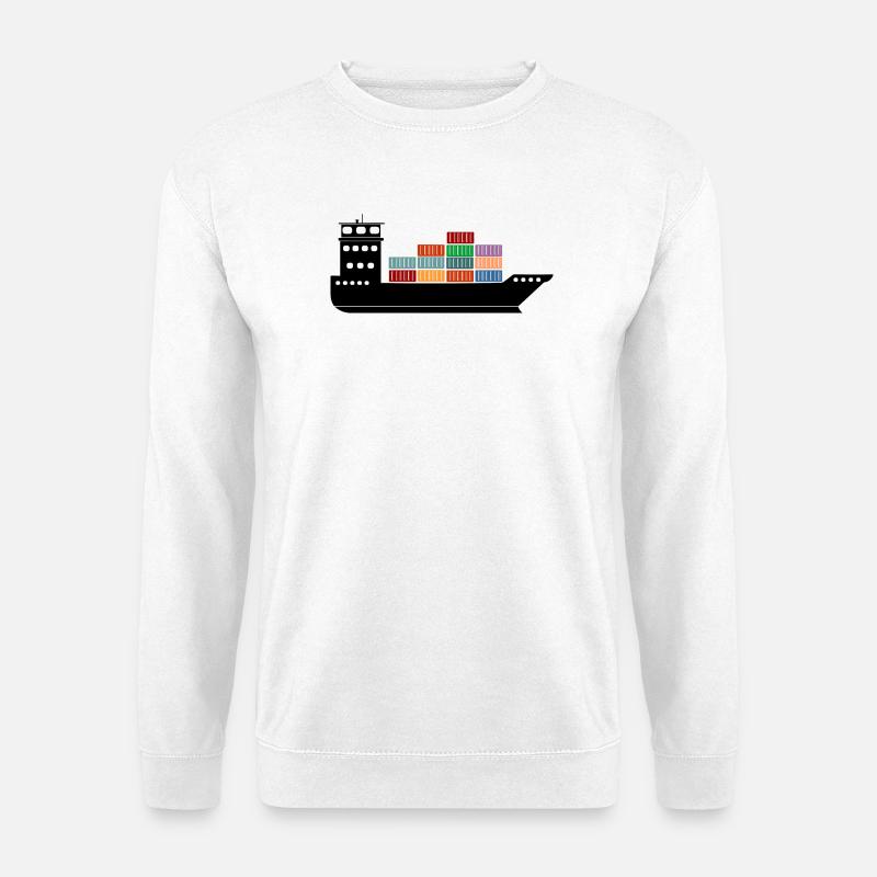 Seecontainerschiff oder Boot mit Containern - Unisex Pullover - Weiß