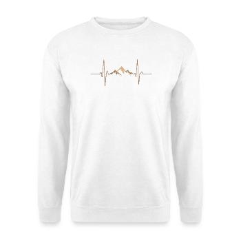 Gebirgslandschaft mit Herzschlag-Motiv - Unisex Pullover - Weiß - Vorne